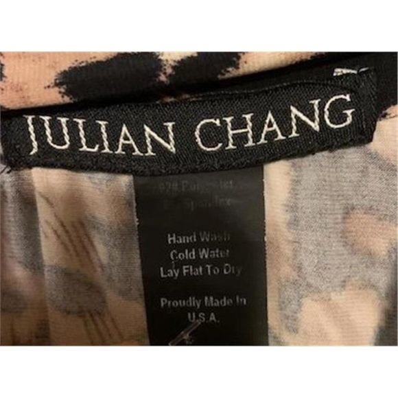 Vintage Julian Chang Multi Animal Print V Neck Long Sleeve Tunic Dress - Picture 5 of 6